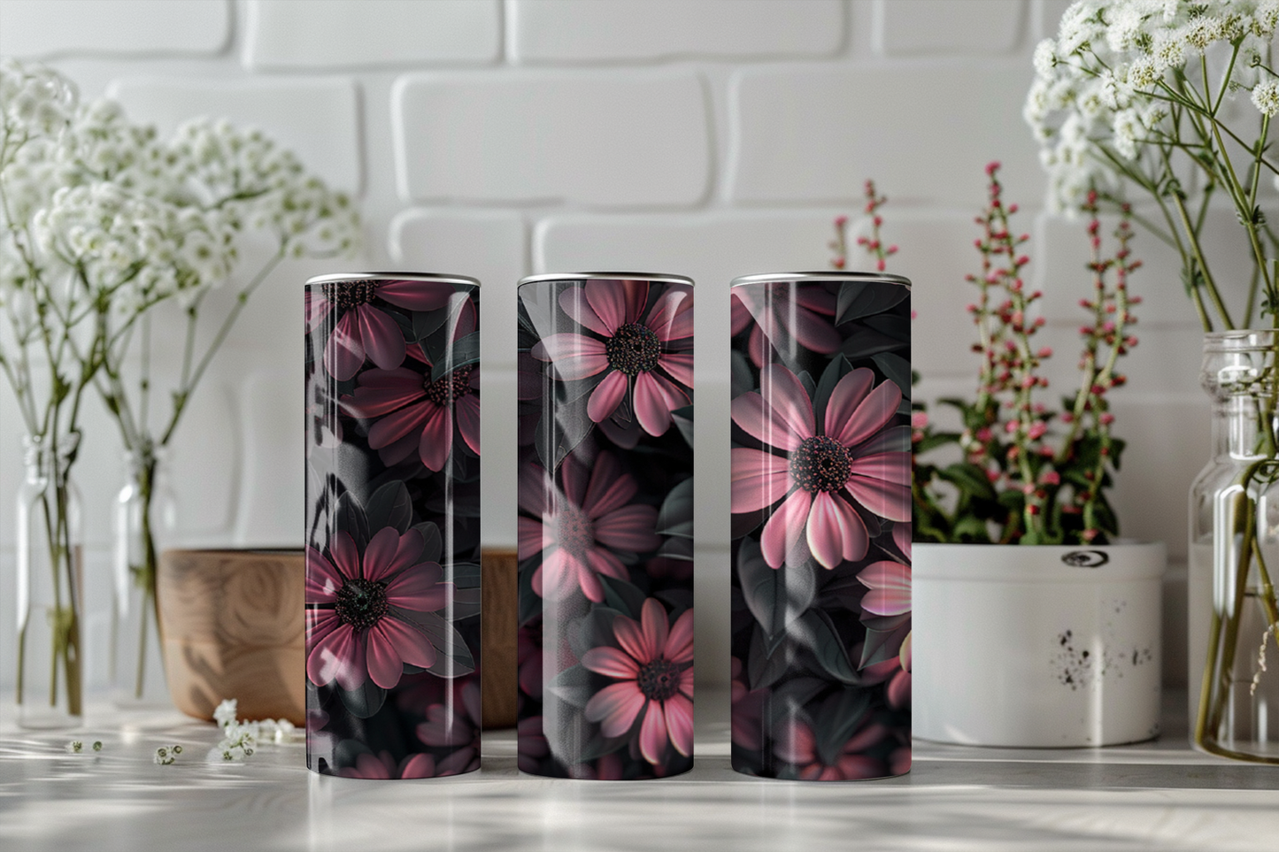 „Best of Flowers“ Tumbler 590 ml Thermobecher mit Aufdruck – Hält Getränke zuverlässig warm und kalt