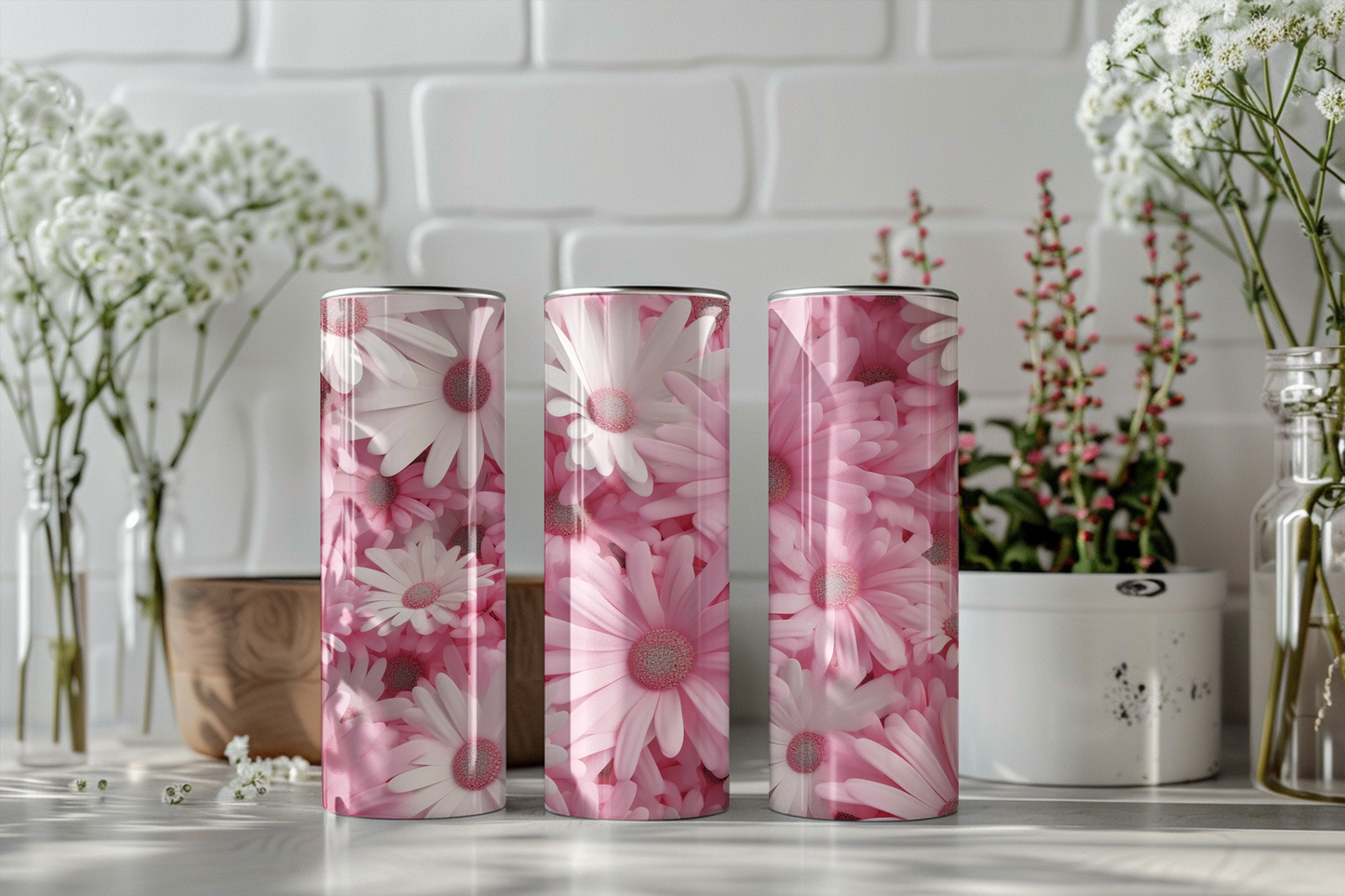 „Best of Flowers“ Tumbler 590 ml Thermobecher mit Aufdruck – Hält Getränke zuverlässig warm und kalt