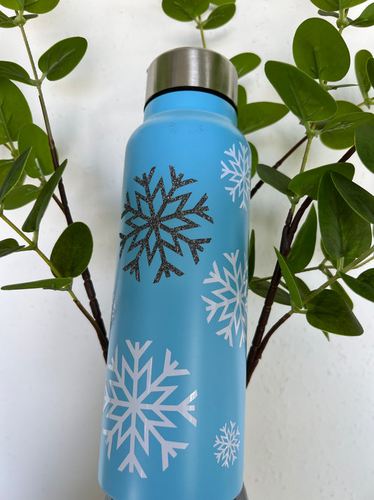 B-Ware - 500 ml Thermosflasche mit Wintermotiv "Schneeflocken" – Dein stylischer Begleiter für Heiß- und Kaltgetränke im Winter