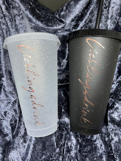 Personalisierte 710 ml Trinkbecher/Kunststoffbecher BPA-frei: Ein stylisches Trinkerlebnis in Ihrer Lieblingsfarbe - Glitzer!